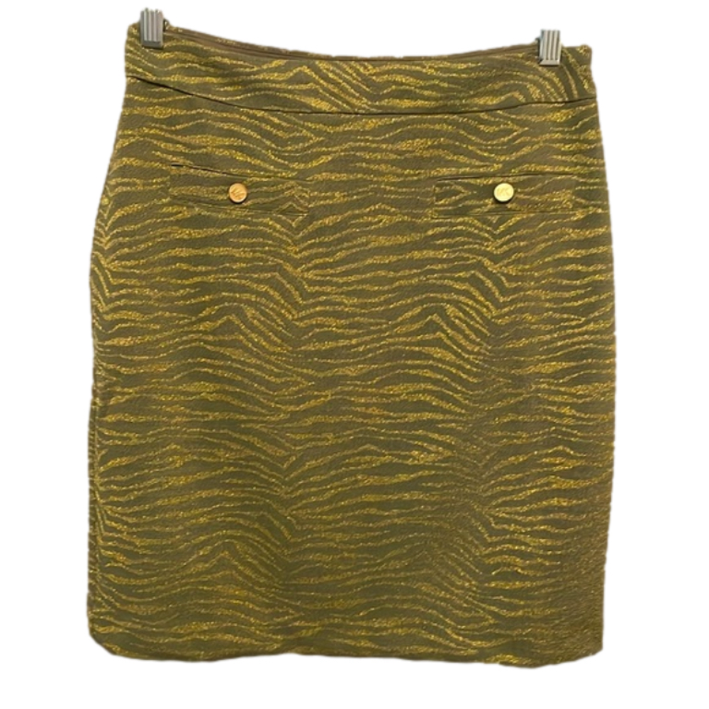 NWT MICHAEL KORS SKIRT GREEN AND GOLD METALLIC